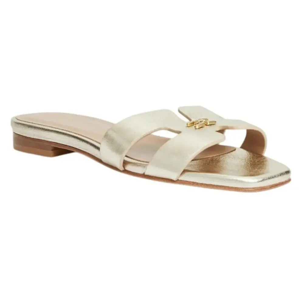 Bruno Magli single strap light gold comfort slide sandal size 7.5